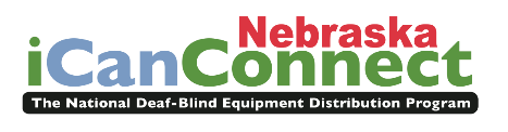 Nebraska iCanConnect logo, with the text "The National Deaf-Blind Equipment Distribution Program"