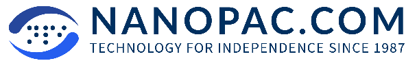 NanoPac logo with the text "TECHNOLOGY FOR INDEPENDENCE SINCE 1987"